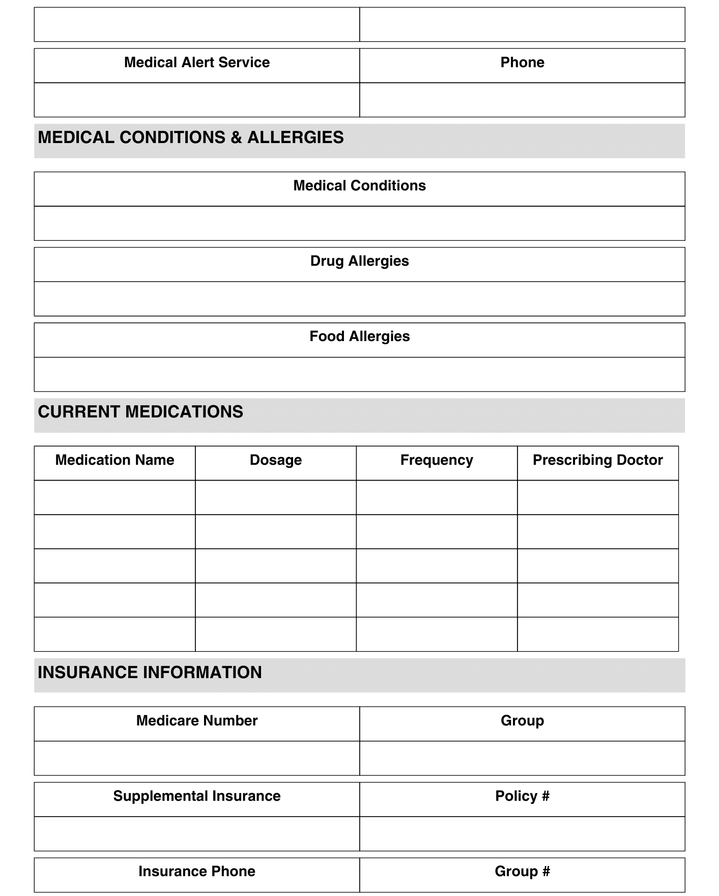 Emergency safety form