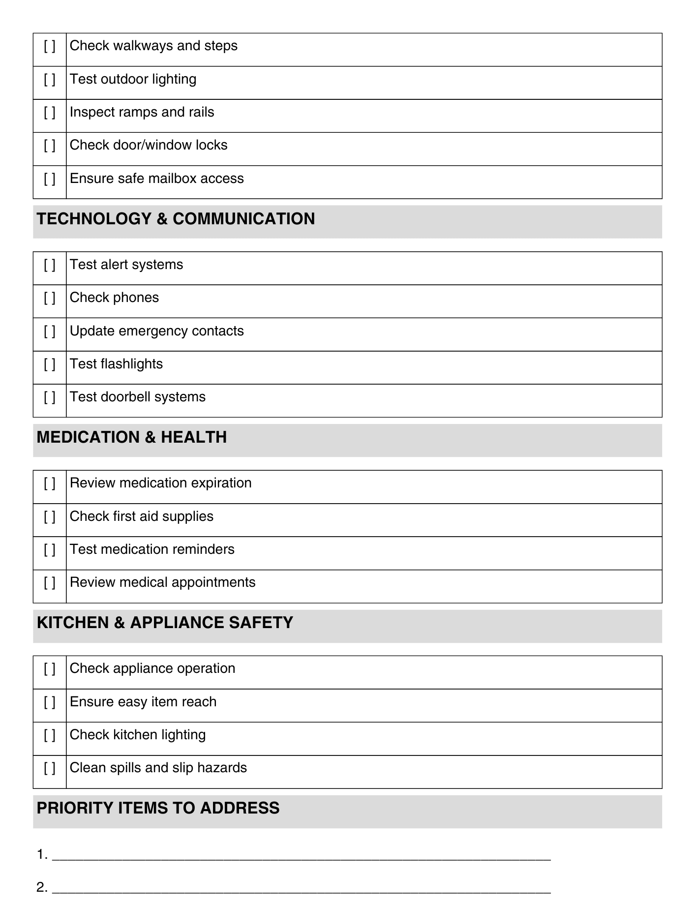 Emergency safety form