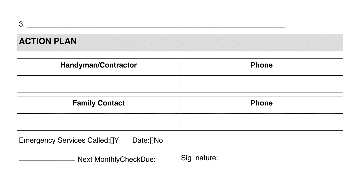 Emergency safety form